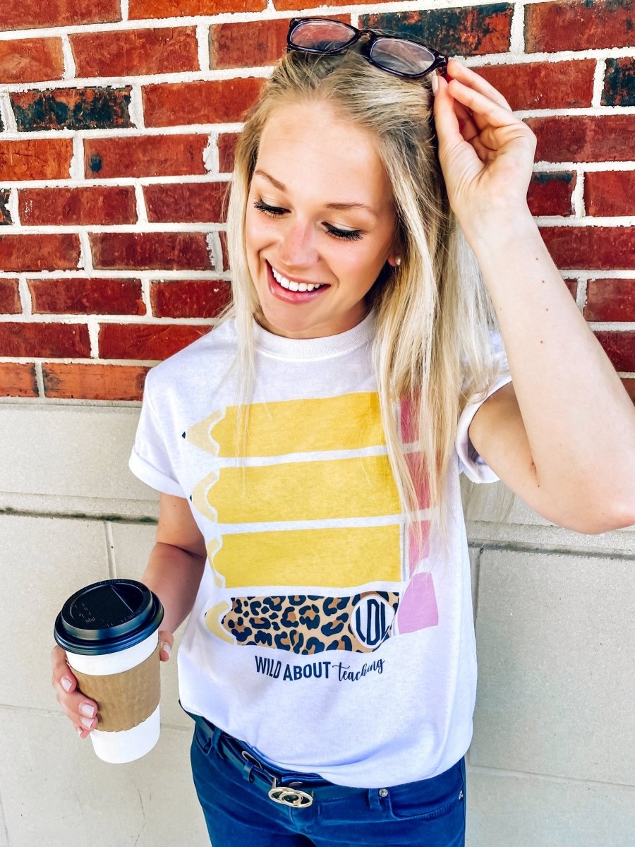 Monogrammed 'Wild About Teaching' T-Shirt