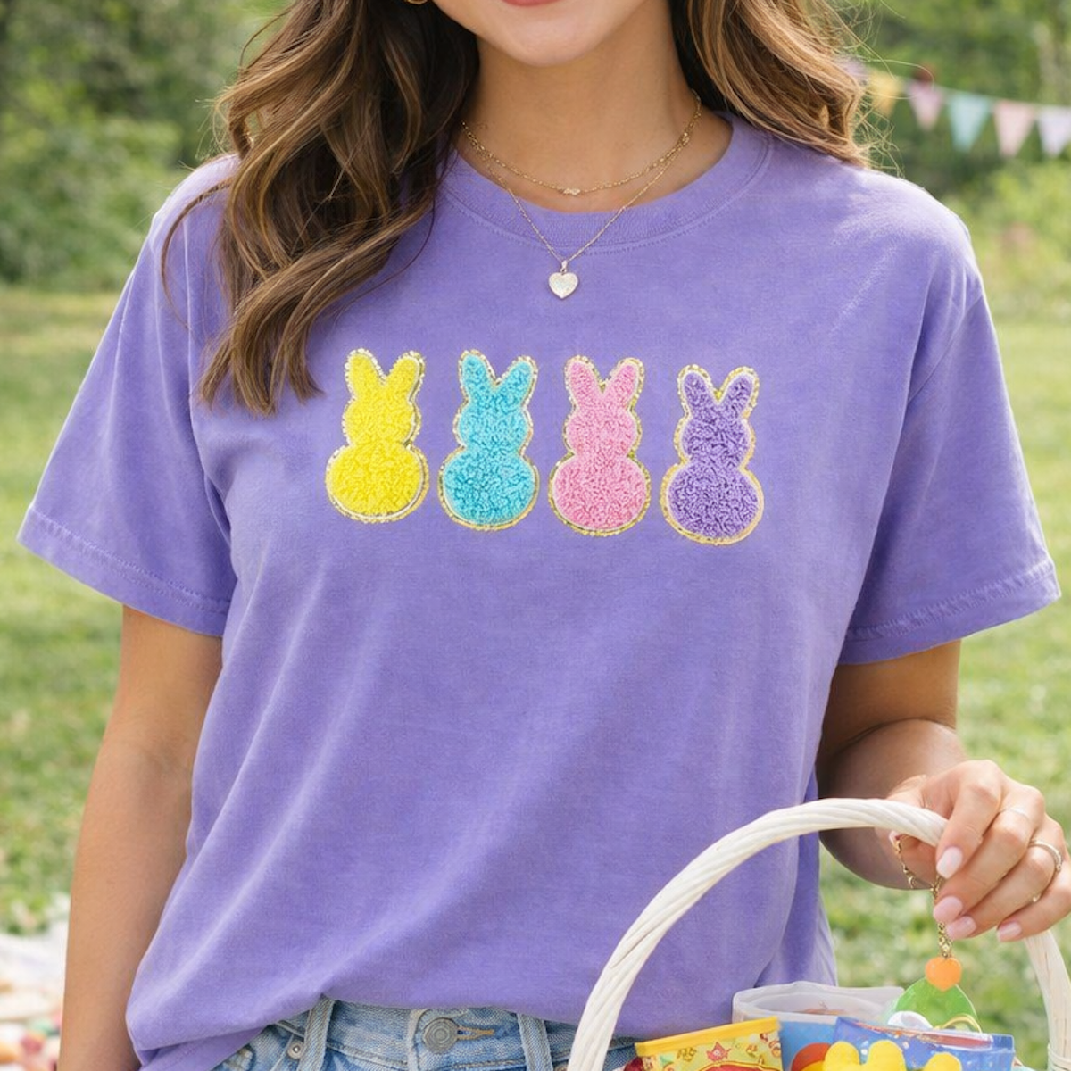 'Peeps' Letter Patch T-Shirt