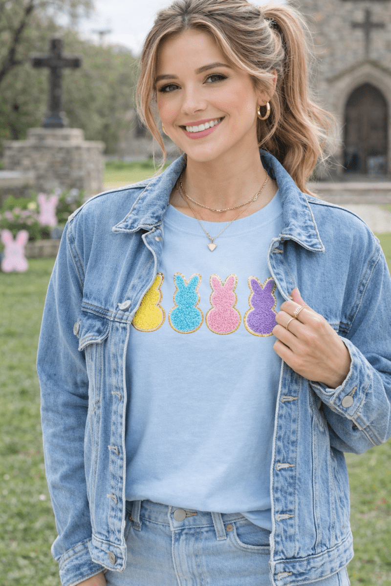 'Peeps' Letter Patch T-Shirt