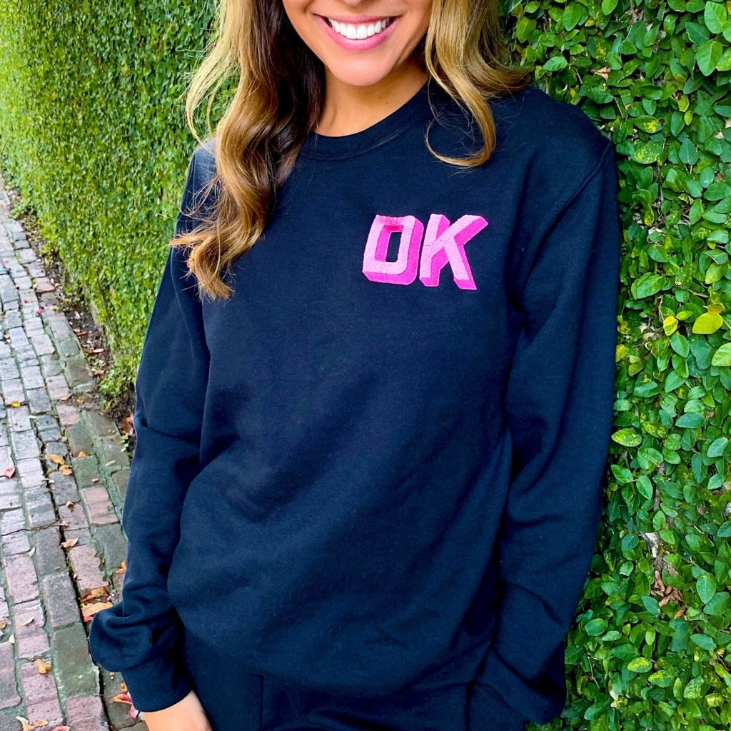 Personalized Shadow Block Initials Crewneck Sweatshirt