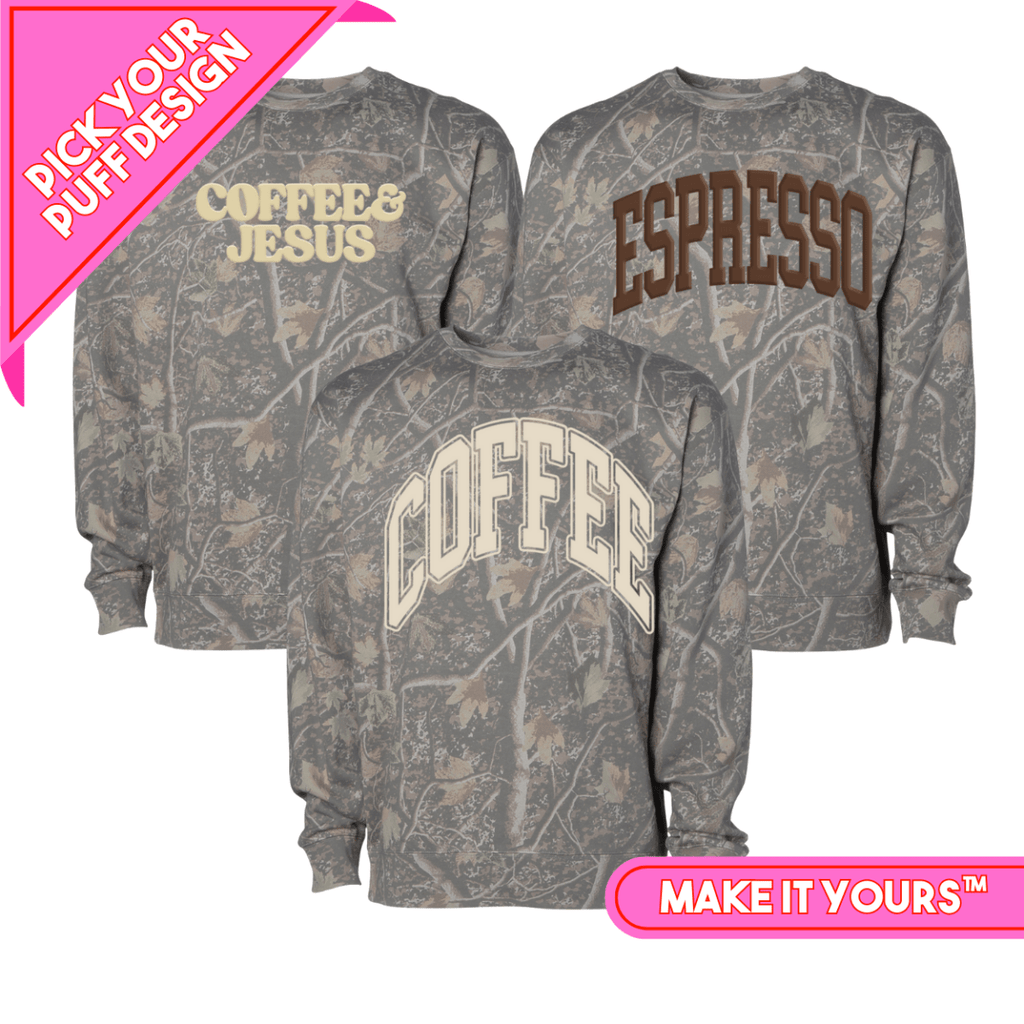 PUFF ‘Caffeine Lover’ Camo Hideaway Crewneck
