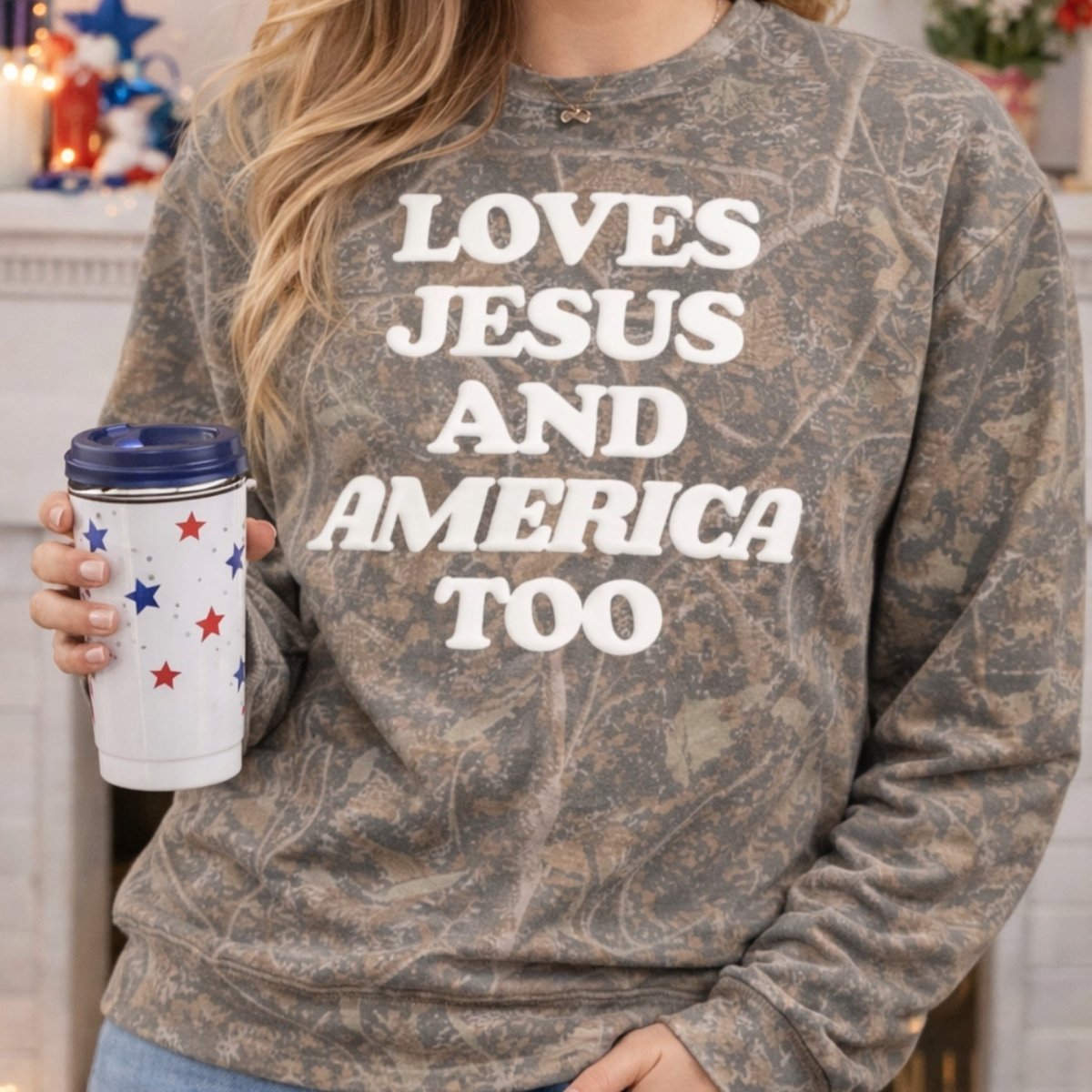PUFF ‘Free Fallin' Camo Hideaway Crewneck