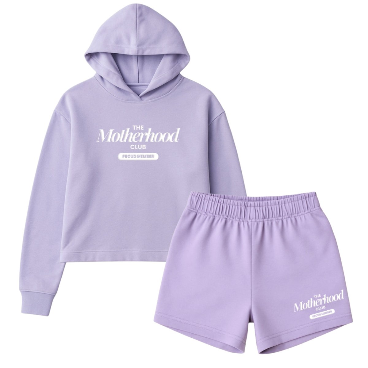 PUFF 'Proud Member: Motherhood Club' Cloud Hoodie & Shorts Set