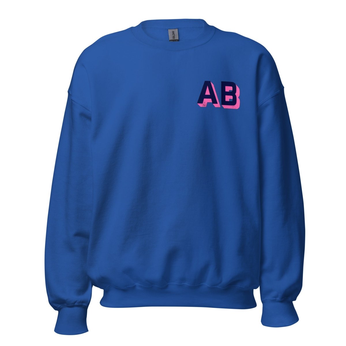 Personalized Shadow Block Initials Crewneck Sweatshirt