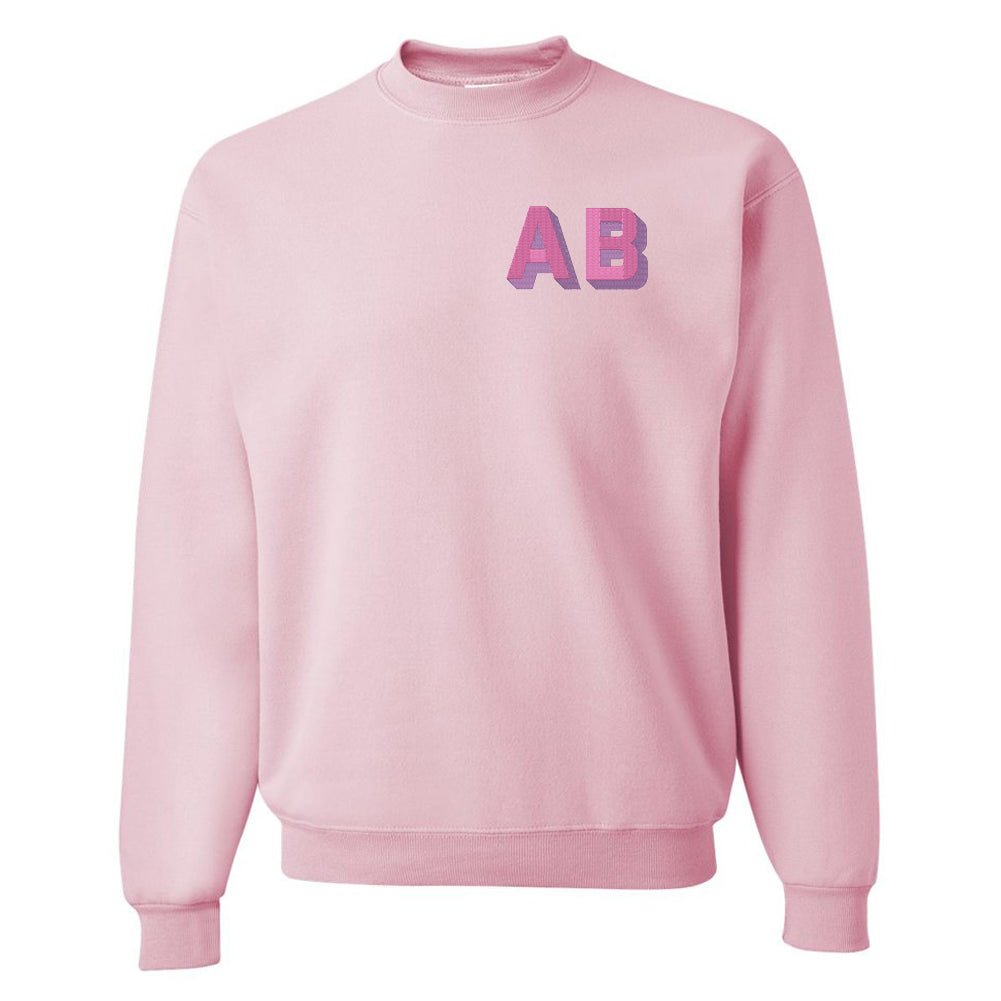 Personalized Shadow Block Initials Crewneck Sweatshirt