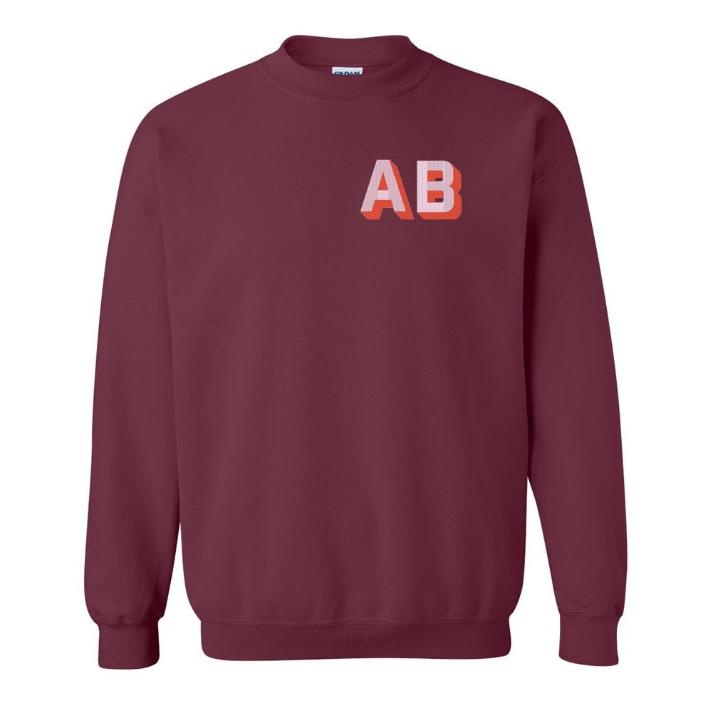 Personalized Shadow Block Initials Crewneck Sweatshirt