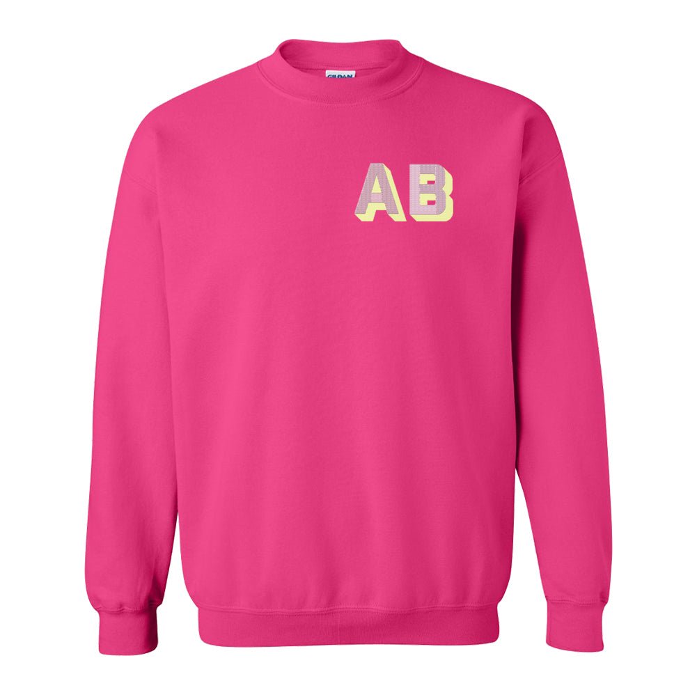 Personalized Shadow Block Initials Crewneck Sweatshirt