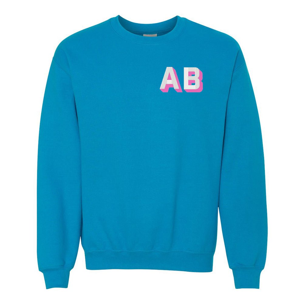 Personalized Shadow Block Initials Crewneck Sweatshirt