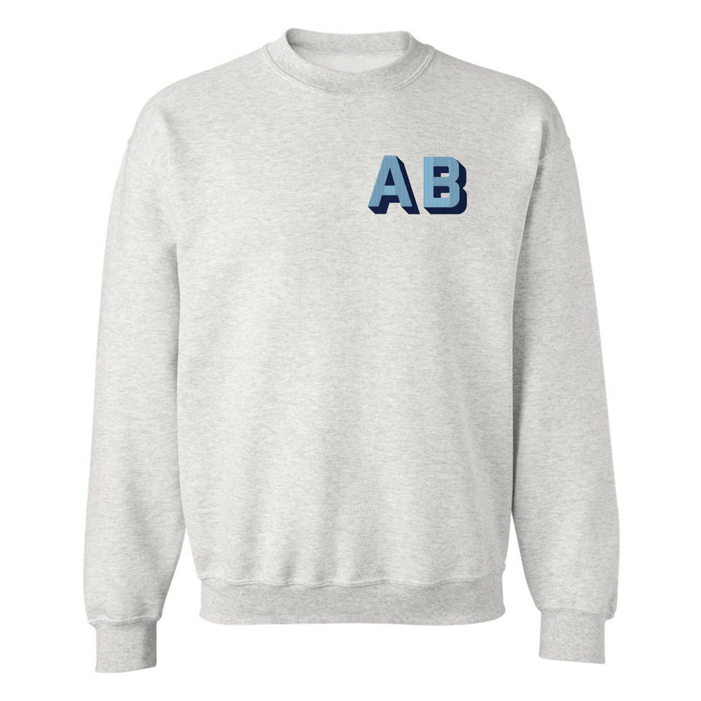 Personalized Shadow Block Initials Crewneck Sweatshirt