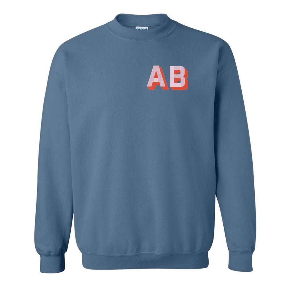 Personalized Shadow Block Initials Crewneck Sweatshirt