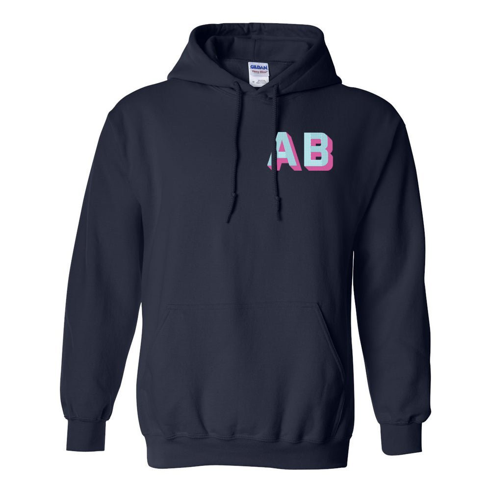 Personalized Shadow Block Initials Hoodie
