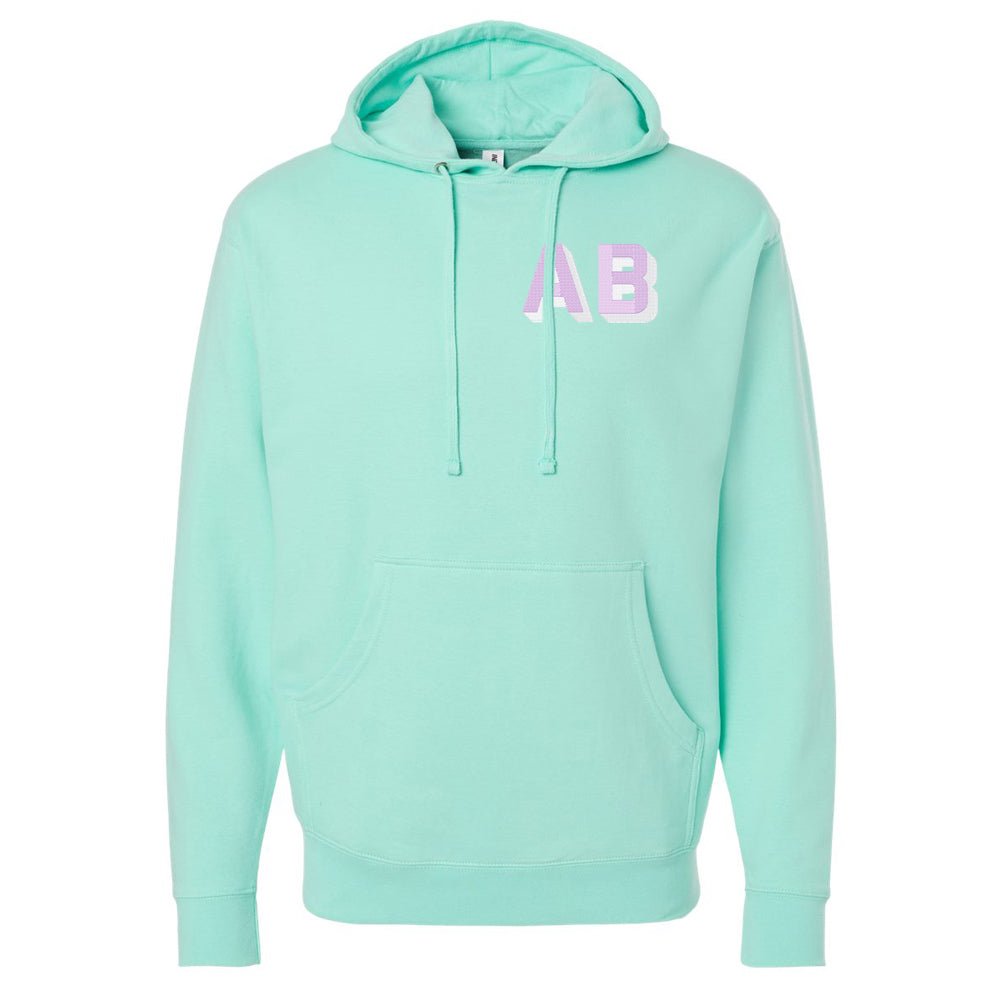 Personalized Shadow Block Initials Longer Length Hoodie