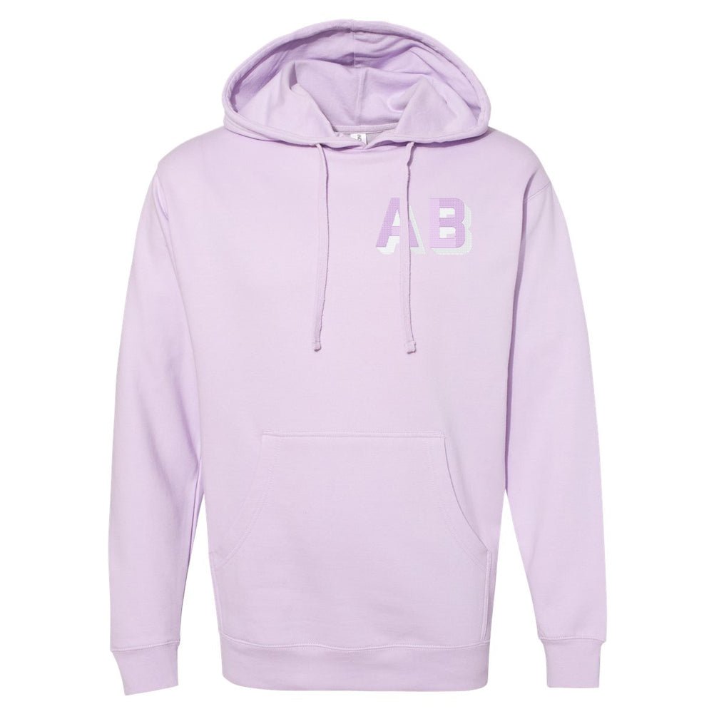 Personalized Shadow Block Initials Longer Length Hoodie