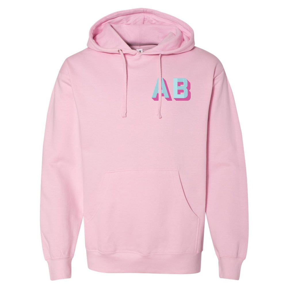 Personalized Shadow Block Initials Longer Length Hoodie