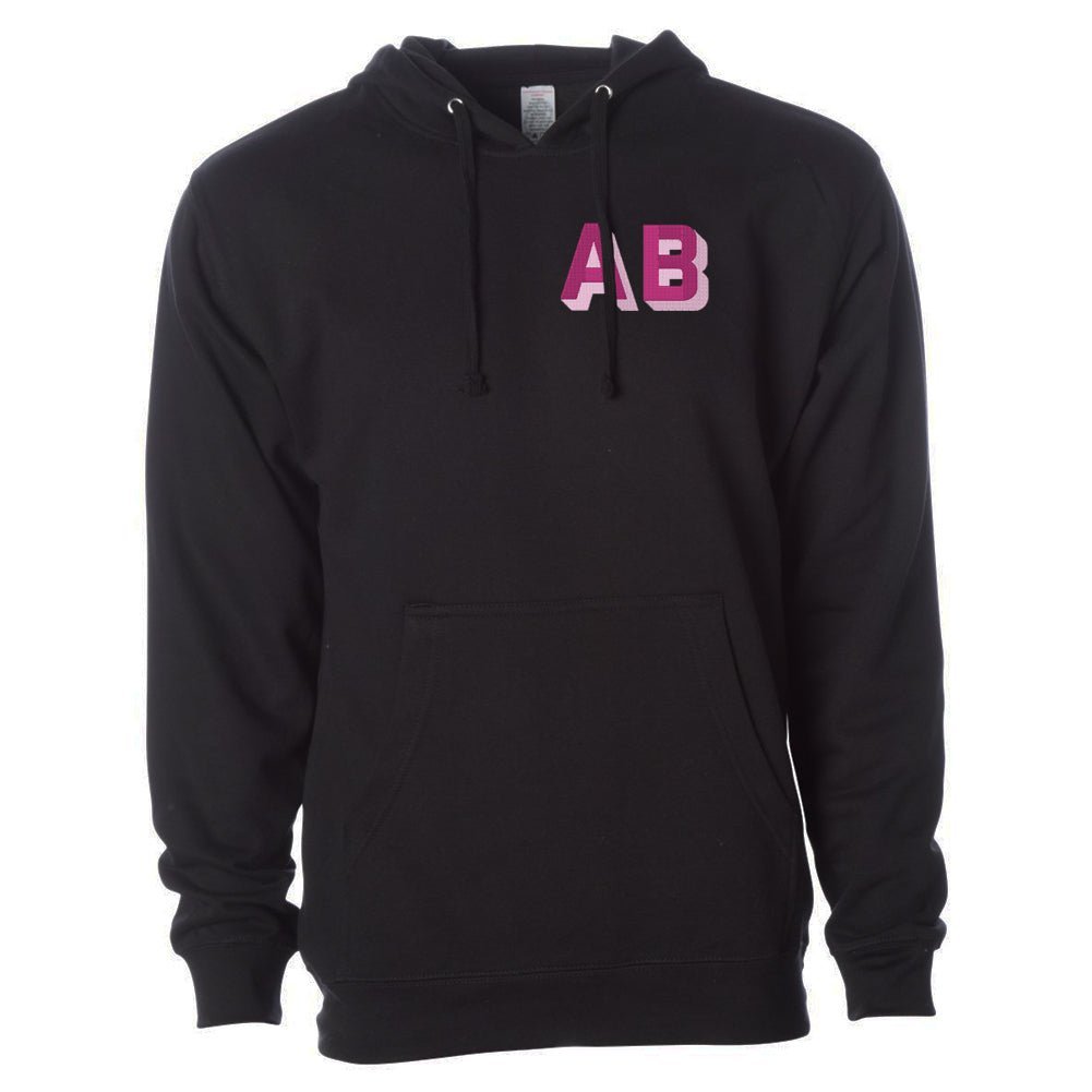 Personalized Shadow Block Initials Longer Length Hoodie