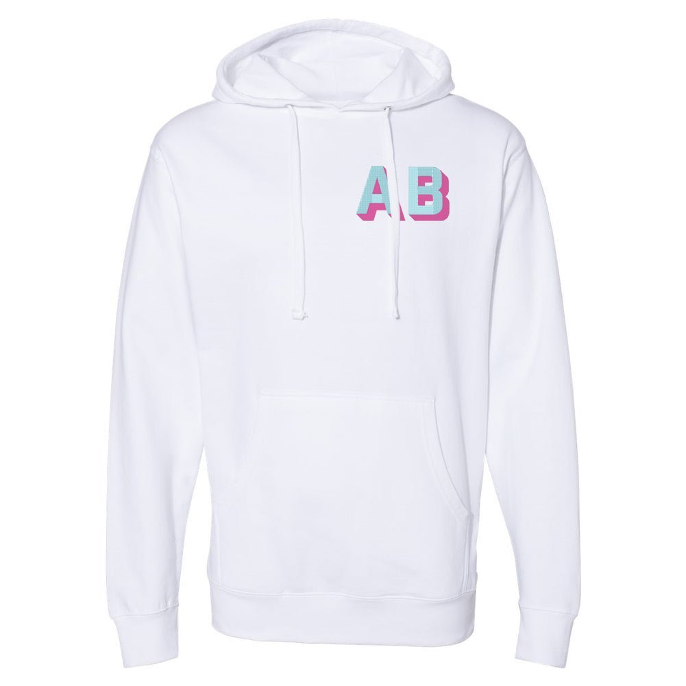 Personalized Shadow Block Initials Longer Length Hoodie