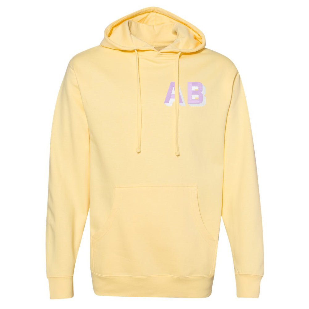 Personalized Shadow Block Initials Longer Length Hoodie